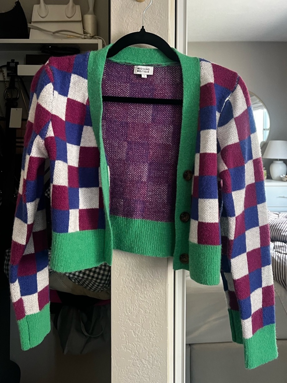Multi Checked Cardigan - Picture 2 of 4